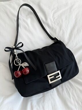 Fendi Black Mamma Baguette Shoulder Bag